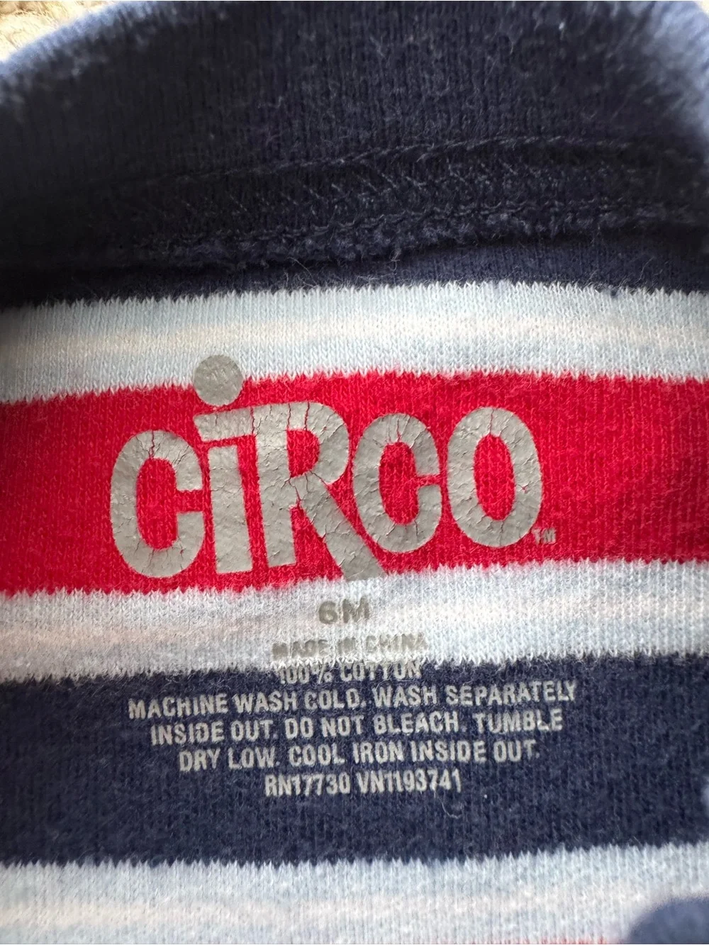 Circo Baby Long Sleeve Striped Bodysuit Red Navy White 6M